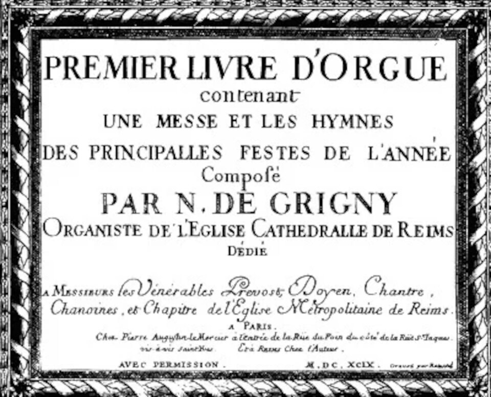 Title page of Grigny's Premier livre d'orgue, 1699