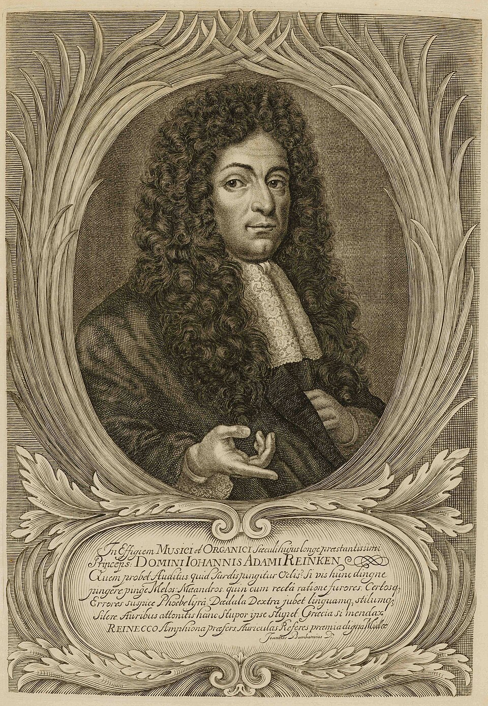 Engraved portrait of Johann Adam Reincken