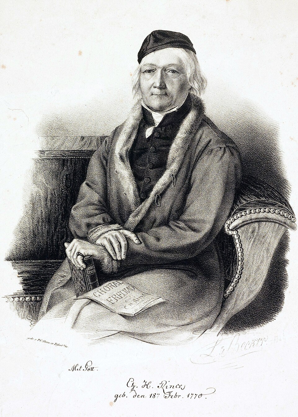 Lithograph portrait of Christian Heinrich Rinck