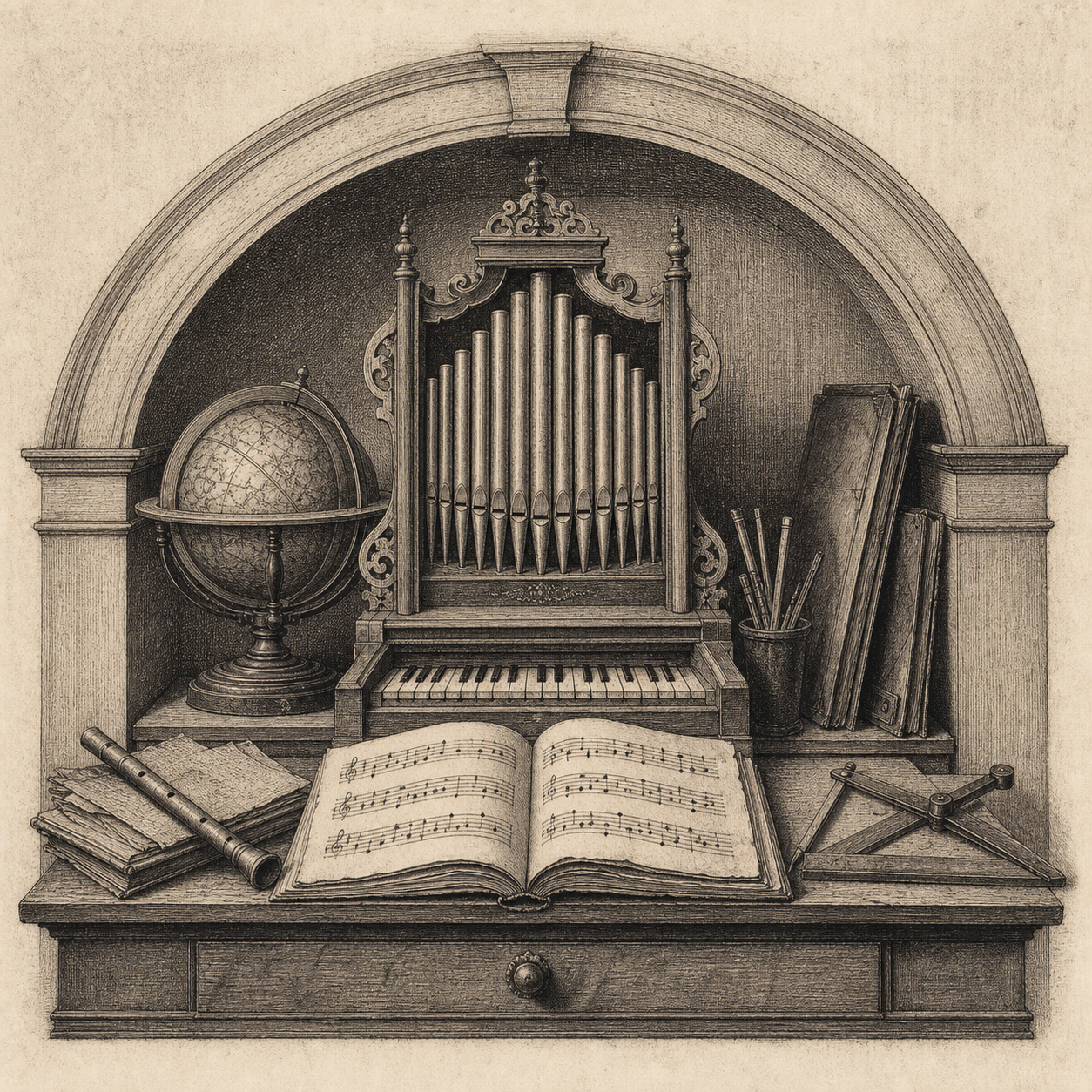 Symbolic copperplate for Costanzo Antegnati
